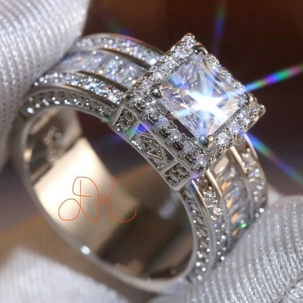 925 WEDDING RING BRIDAL RING ENGAGMENT RING - Picture 4 of 10